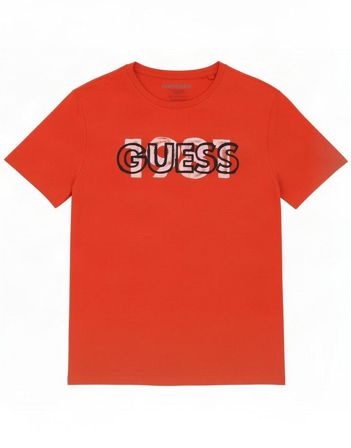 Guess Herre grafisk T-shirt Top Medium Rød Bomuld