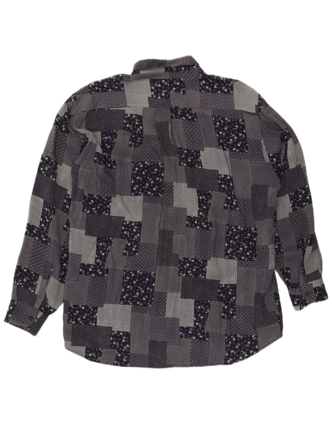 VINTAGE Herreskjorte XL Sort Patchwork Viscose