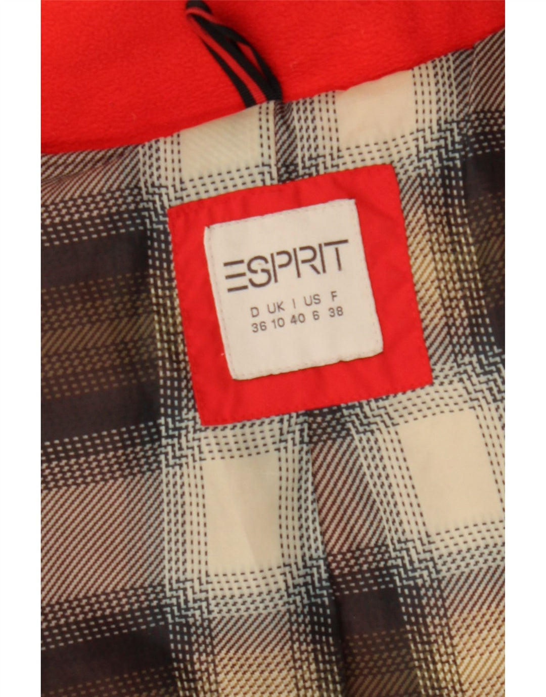 Esprit Dame Hætte Polstret Frakke UK 10 Lille Rød Polyester
