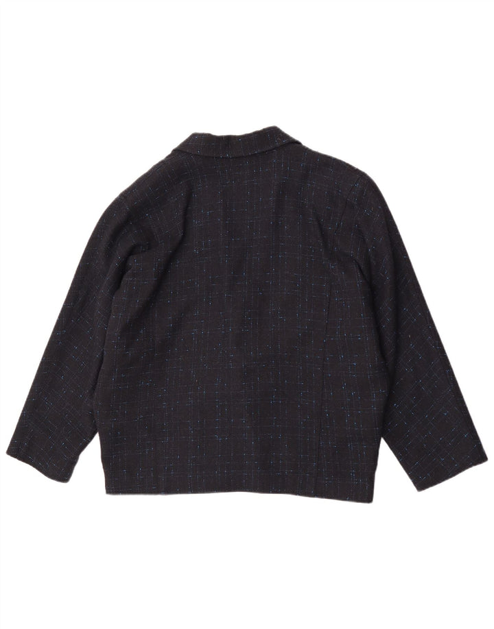 Vintage oversized blazerjakke til kvinder EU 34 XS marineblå ternet