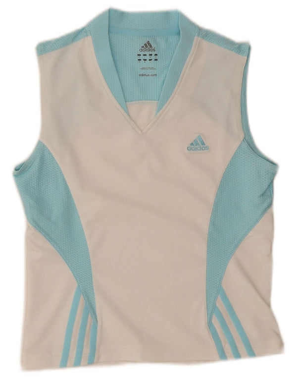 Adidas Womens Crop Vest Top UK 12 Medium White Colourblock