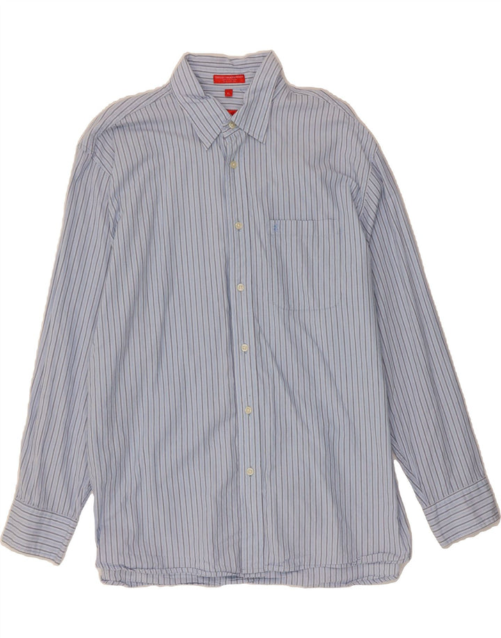IZOD Mens Shirt XL Blue Striped Cotton Vintage Izod and Second-Hand Izod from Messina Hembry 