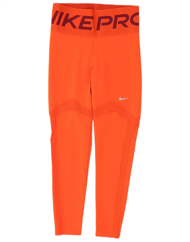 Nike Dame Dri Fit Graphic Crop Leggings UK 12 Medium Orange