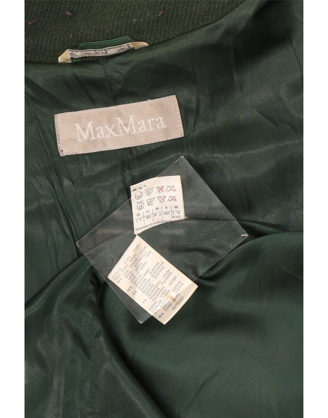 Max Mara Dame Oversized Overfrakke UK 10 Lille Grøn Uld