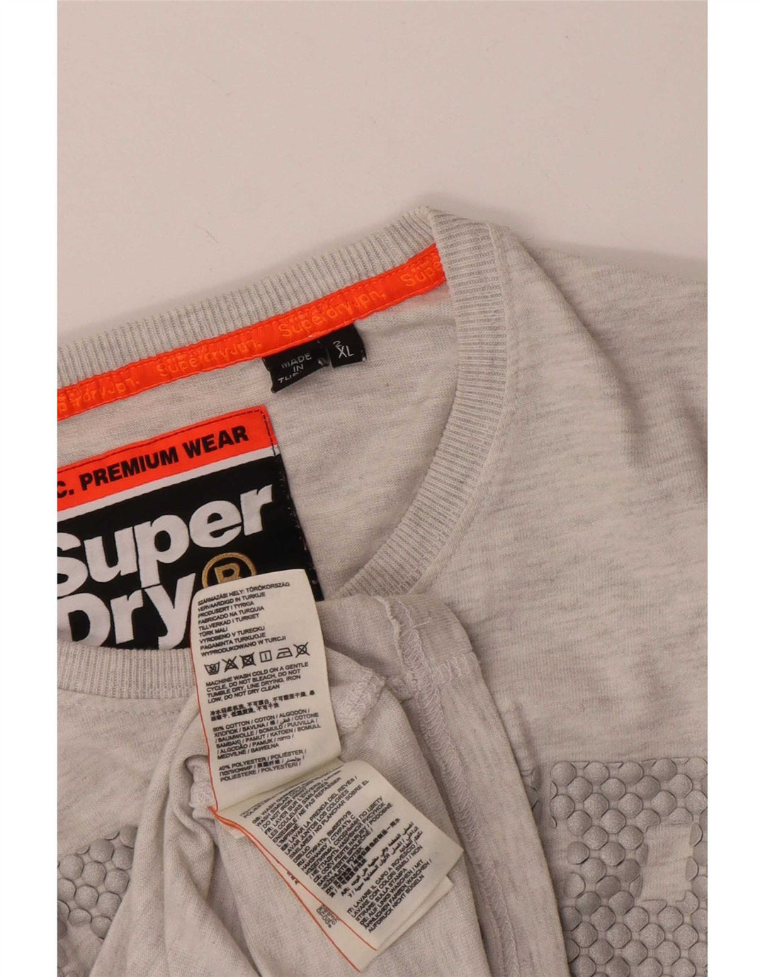 Superdry Herre grafisk T-shirt Top 2XL Grå Flecked Bomuld