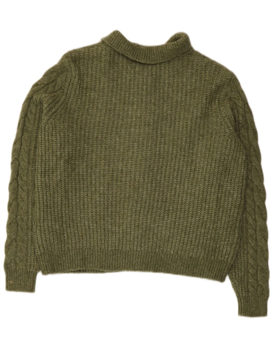 Marks & Spencer Womens Crop Cardigan Sweater UK 14 Medium Green Acryl