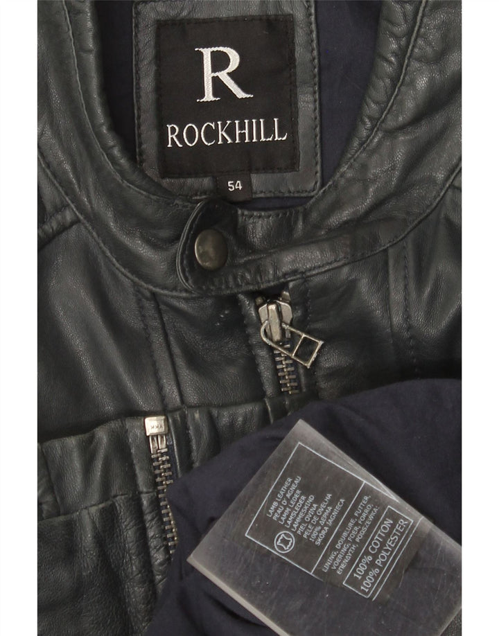 Rockhill dame bikerjakke EU 54 5XL marineblå lammeskind