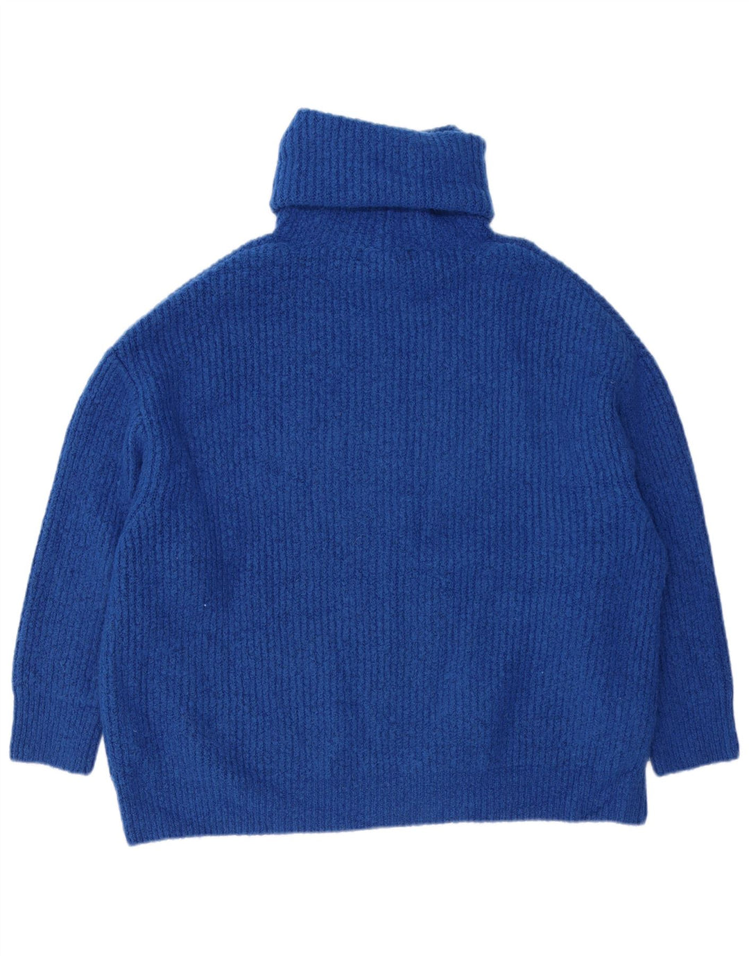 Zara Dame Oversized Roll Neck Jumper Sweater UK 14 Medium Blue Acryl
