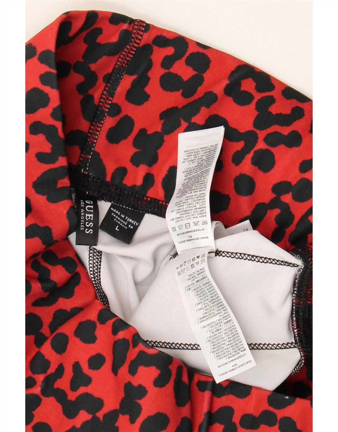 Guess Womens Graphic Crop Leggings UK 14 Large Red Animal Print Polyester