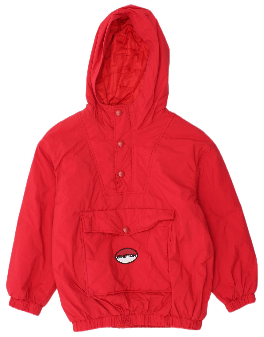 BENETTON Boys Hooded Anorak Jacket 7-8 Years Medium Red Polyamide
