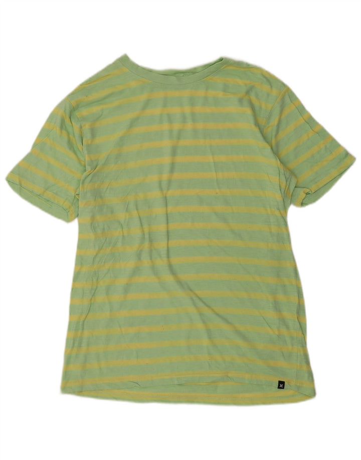 Hurley Herre T-Shirt Top Lille Grøn Stribet Bomuld