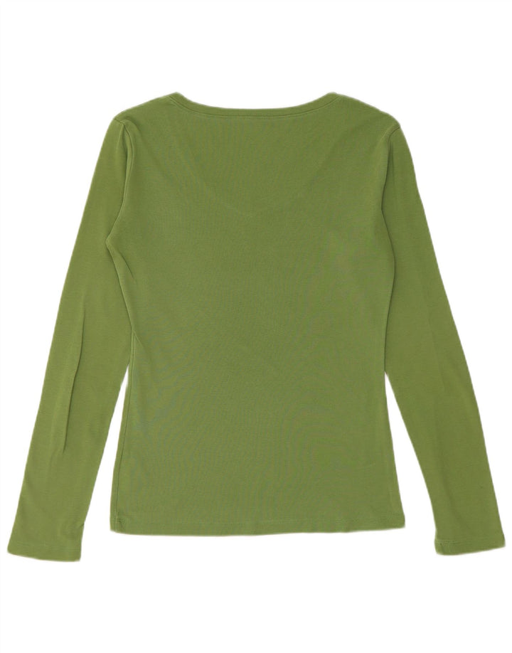 Tommy Hilfiger Dame Top Langærmet UK 12 Medium Grøn Bomuld