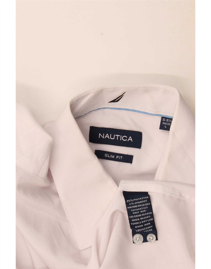 Nautica Herre Slim Fit Skjorte Størrelse 16 1/2 Large White Polyester