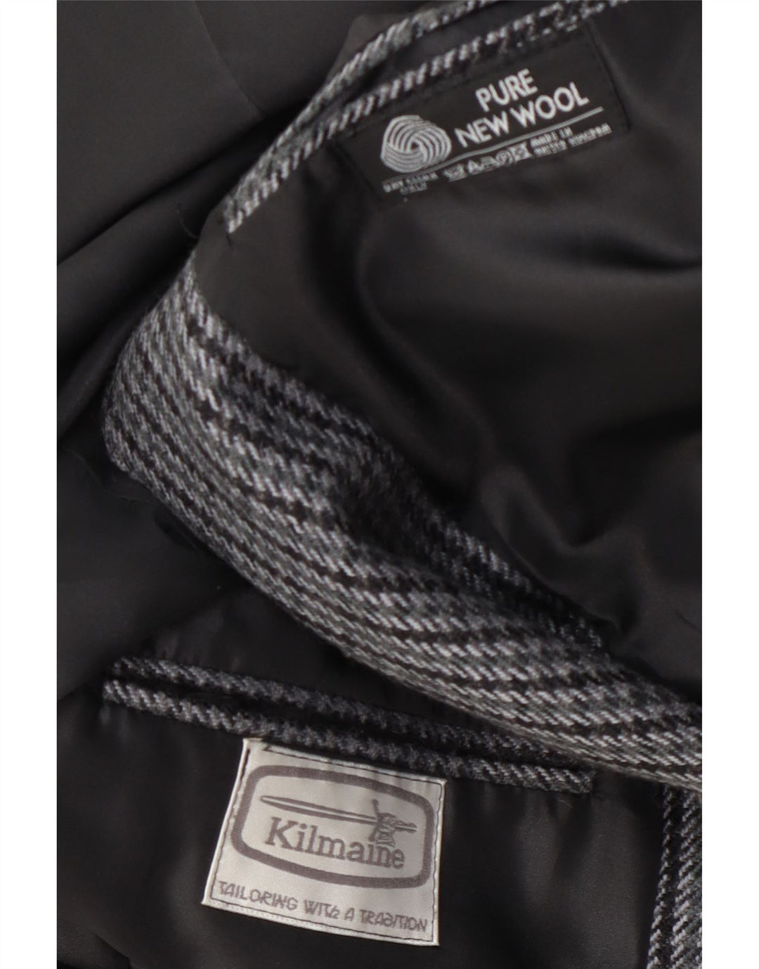 Kilmaine Herre 2-knaps blazerjakke UK 38 Medium Grey Houndstooth Wool
