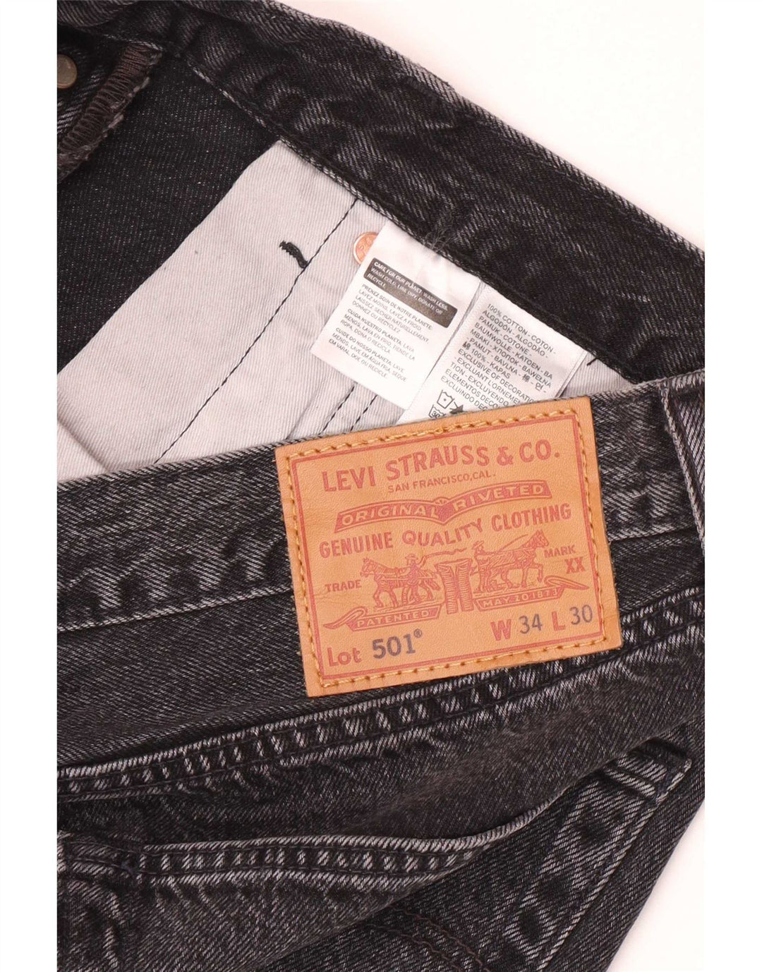 Levi's Herre 501 lige jeans W34 L30 sort bomuld