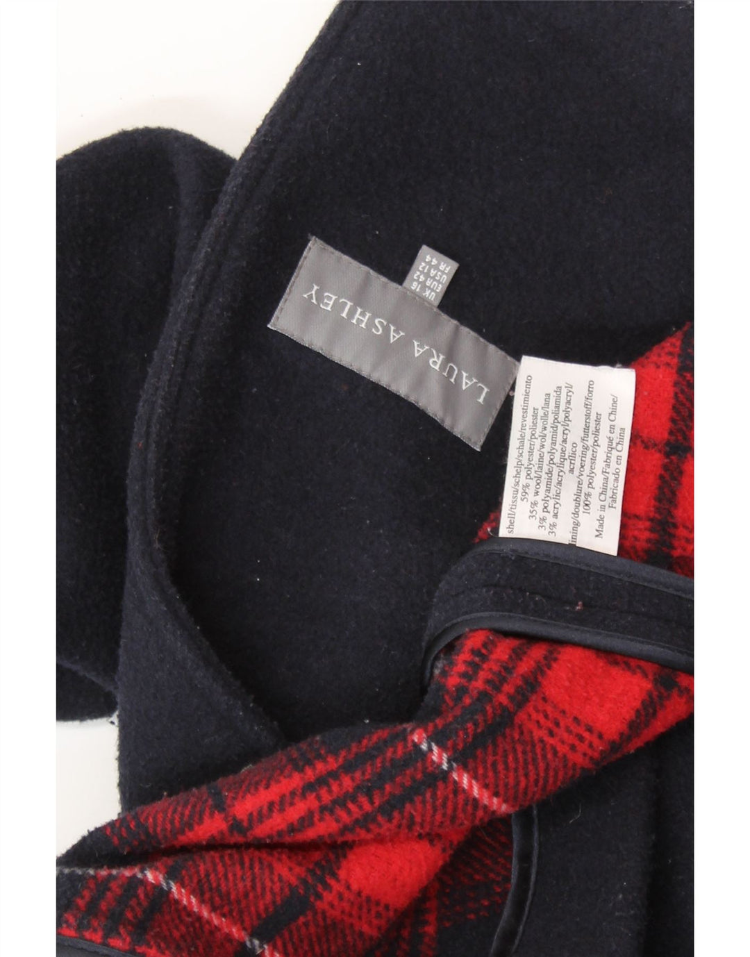 LAURA ASHLEY Dame Hooded Duffel Coat UK 16 Large Navy Blue Polyester