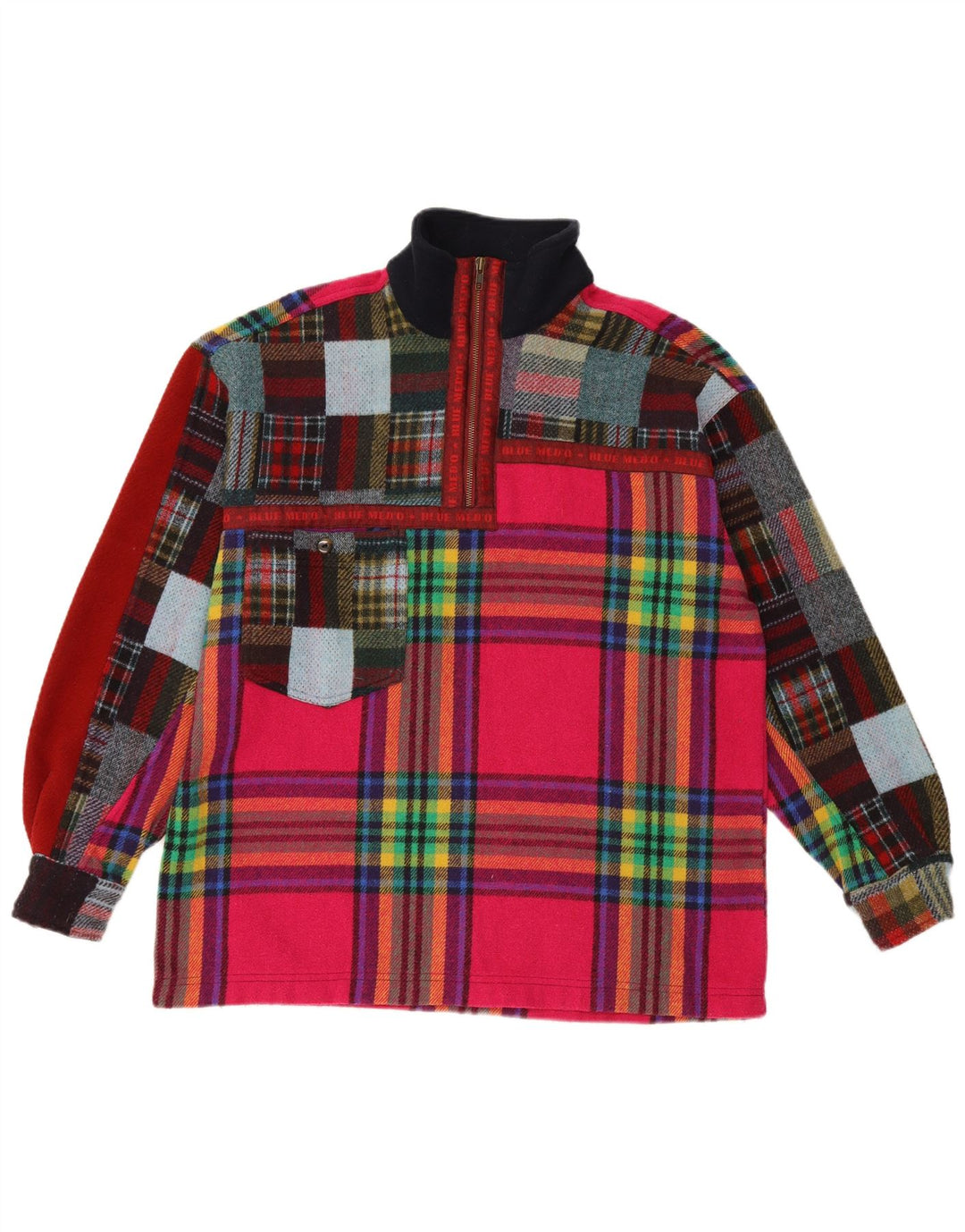Vintage herre pullover flannel skjorte stor flerfarvet plaid akryl