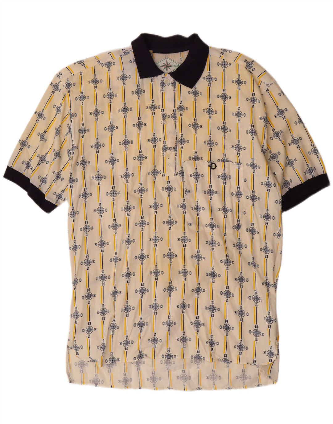 EAST COAST Mens Pullover Shirt Medium Off White Geometric