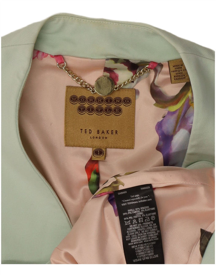 Ted Baker Dame 1 Knap Blazer Jakke UK 6 XS Grøn Viscose