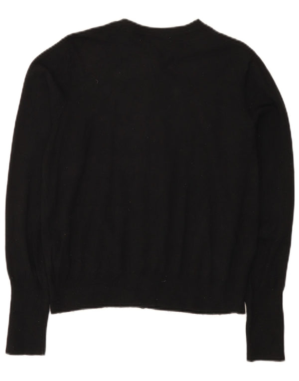 Marks & Spencer Womens Crop Cardigan Sweater UK 12 Medium Black Viscose