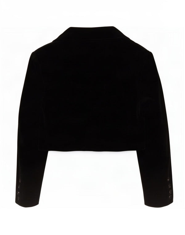 Benetton Womens 2 Button Velvet Bolero Jacket IT 48 XL Sort Modacryl