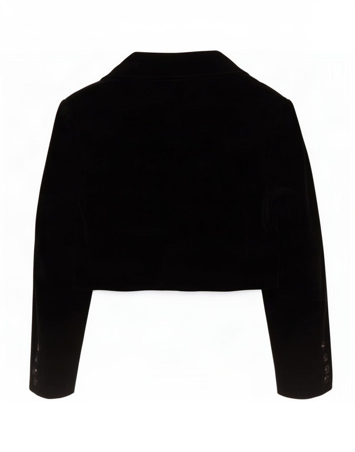 Benetton Womens 2 Button Velvet Bolero Jacket IT 48 XL Sort Modacryl