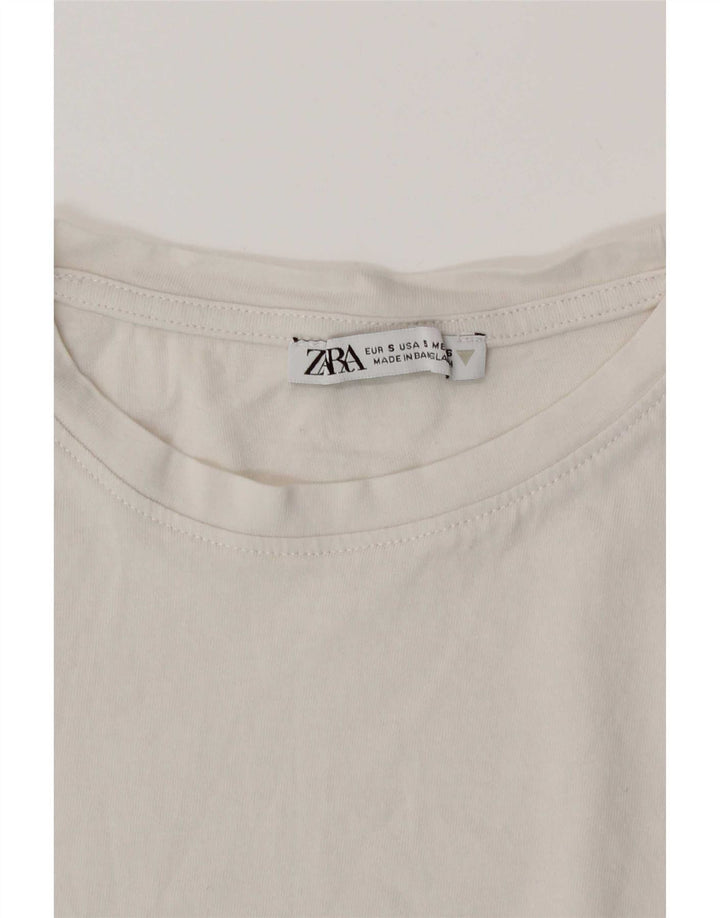 Zara Dame T-Shirt Top UK 10 Small White