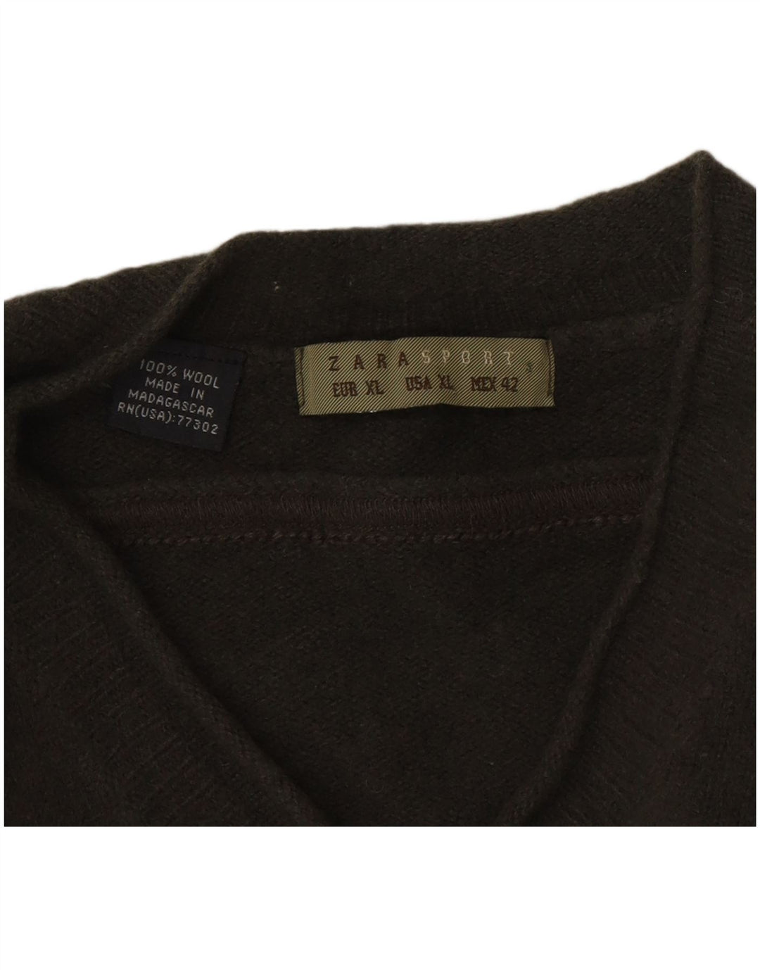 Zara Herre V-hals sweater XL Khaki Wool