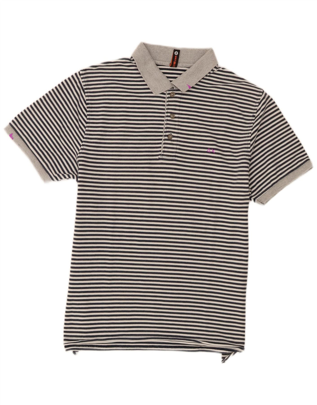 Sun68 Herre poloshirt Stor grå nålestribet bomuld