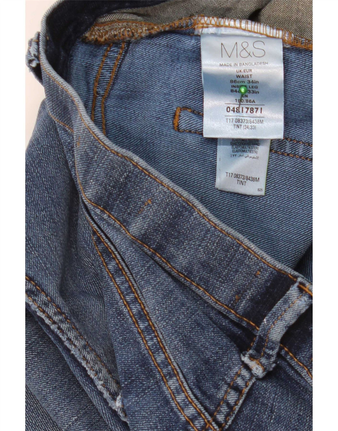 Marks & Spencer Straight Jeans til mænd W34 L33 Blå bomuld