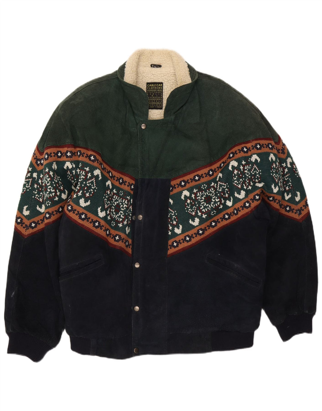 Cable Car Clothiers Herre Shearling Jacket UK 44 2XL Multicolored Fair Isle