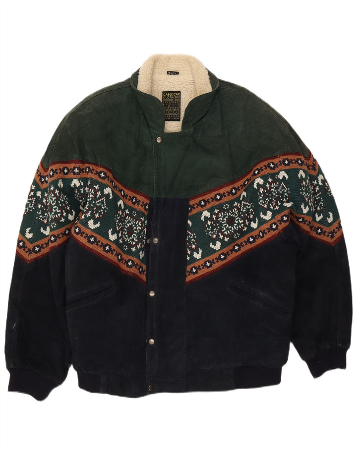 Cable Car Clothiers Herre Shearling Jacket UK 44 2XL Multicolored Fair Isle