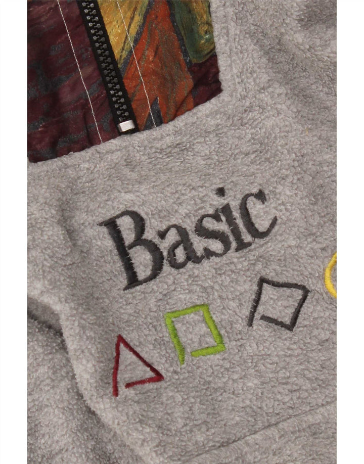 Basic Herre lynlås hals fleece jumper stor grå geometrisk polyester