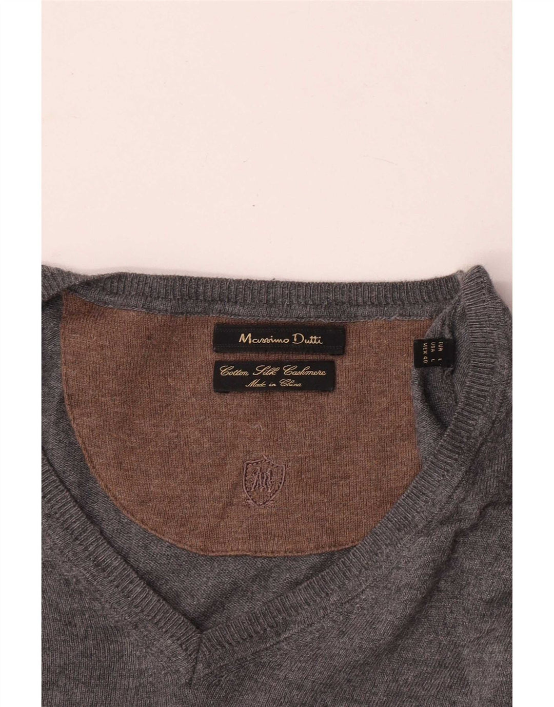 Massimo Dutti Herre V-hals sweater Stor Grå Bomuld Klassisk