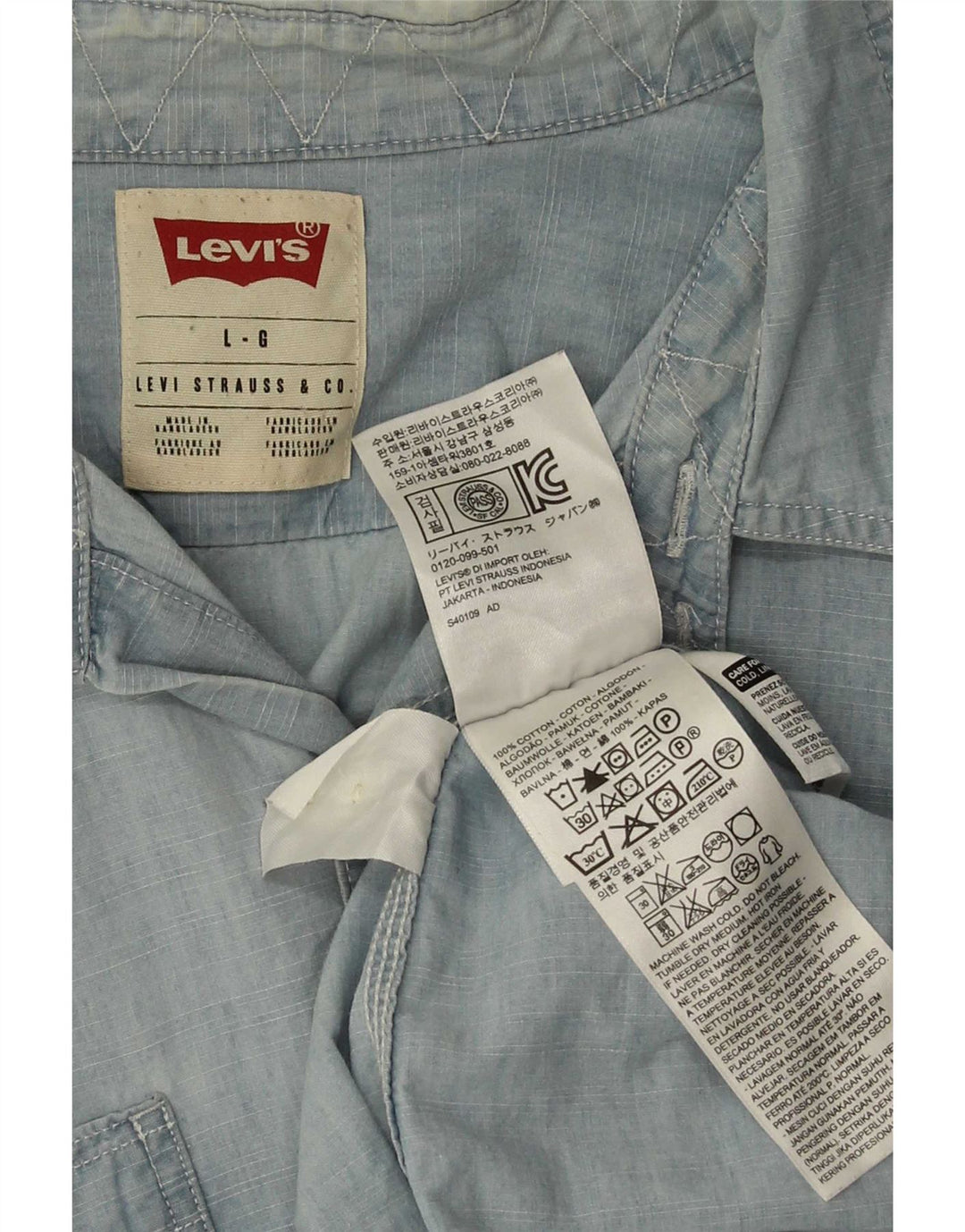 Levi's Denimskjorte til mænd, stor blå bomuld