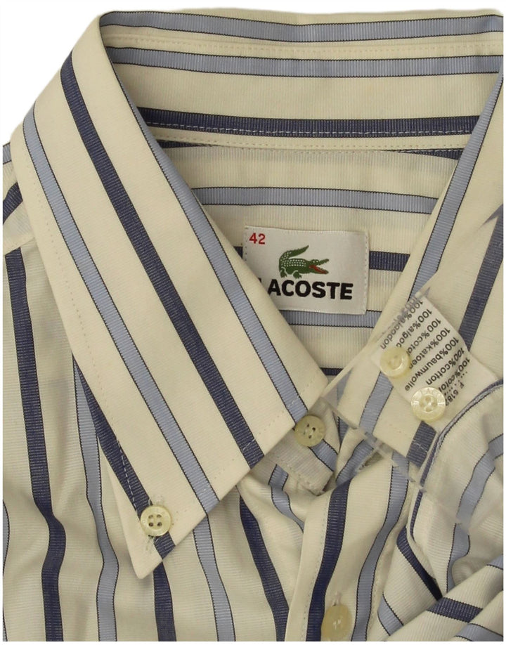 Lacoste Herreskjorte str. 42 Stor hvidstribet bomuld