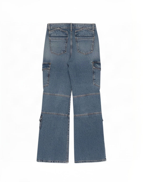 Zara Dame Cargo Straight Jeans EU 34 2XS W28 L31 Blå