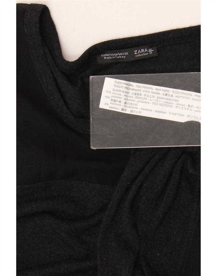 Zara Dame Oversized Top Langærmet UK 14 Medium Sort Viscose