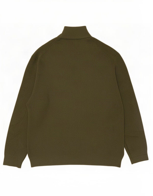 Marks & Spencer Herre Zip Neck Jumper Sweater 2XL Khaki Bomuld