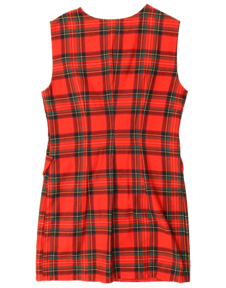 Vintage Kvinders Ærmeløs Skede Kjole UK 14 Medium Red Check