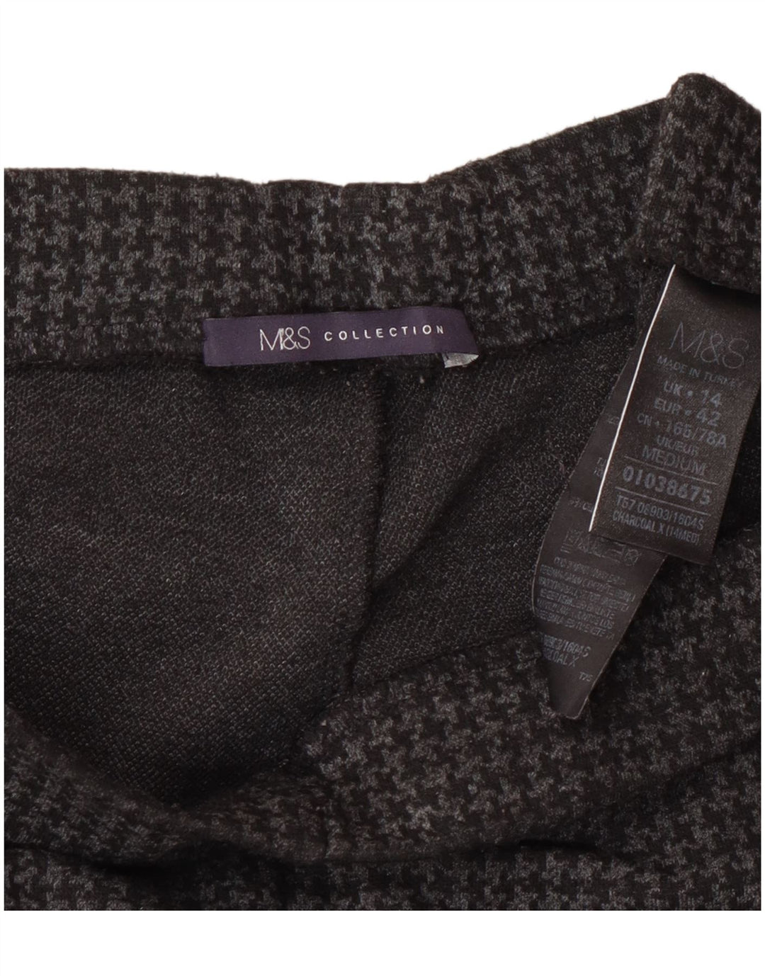 Marks & Spencer Damebukser UK 14 Large W32 L27 Grå Houndstooth