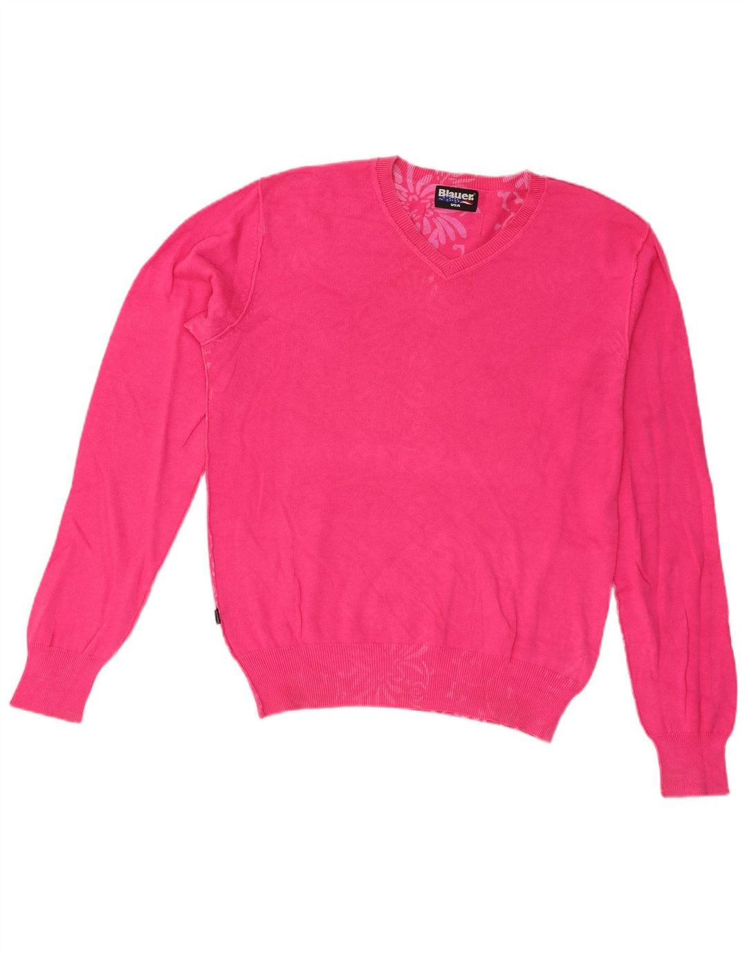 Blauer Dame V-hals sweater UK 14 Medium Pink Bomuld