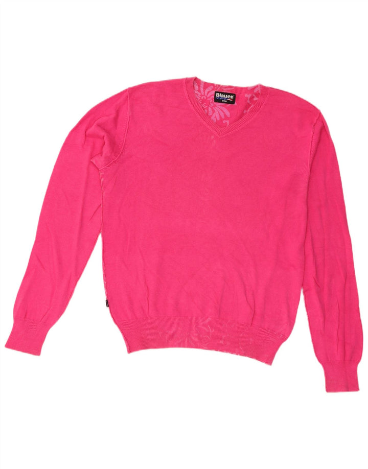 Blauer Dame V-hals sweater UK 14 Medium Pink Bomuld