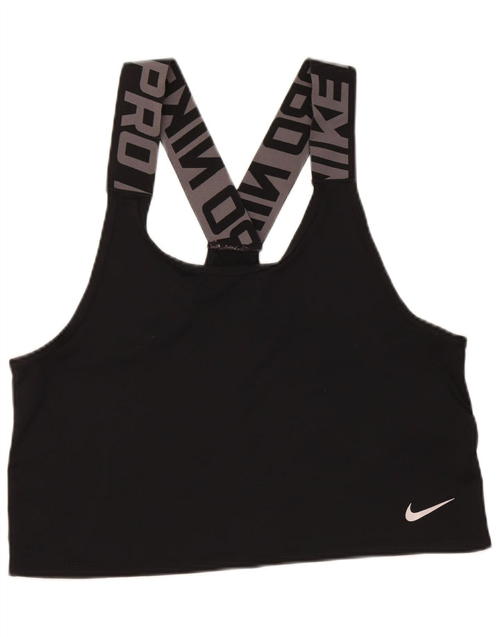 Nike Dame Dri Fit Grafisk Sport BH Top Lille sort polyester