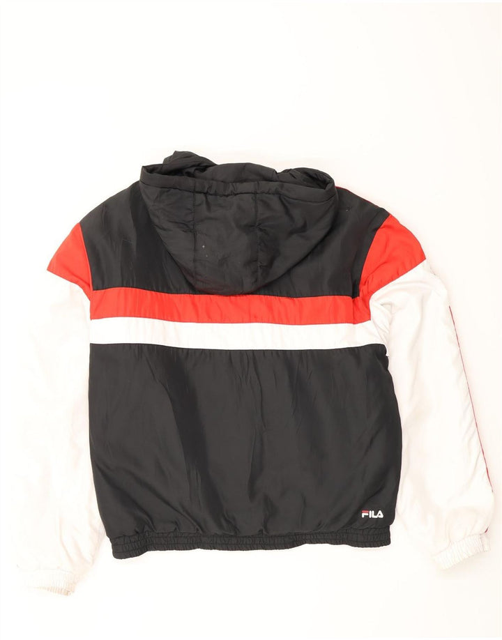 Fila Herre Hooded Bomber Jacket UK 38 Medium Black Colourblock Polyester