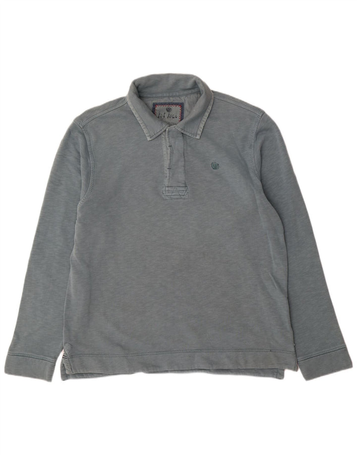 Fat Face Herre Polo Neck Sweatshirt Jumper Stor Blå Flecked Bomuld