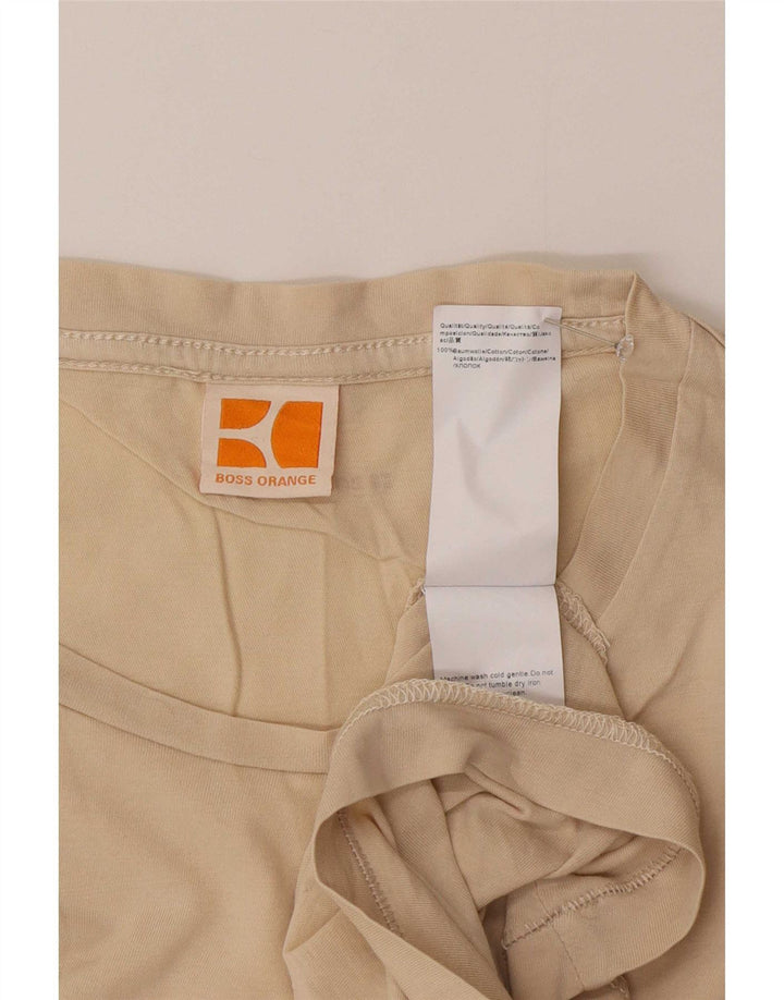 Hugo Boss Herre Grafisk T-Shirt Top Stor Beige Bomuld