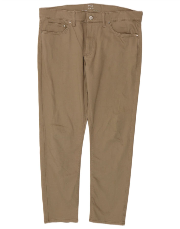 Marks & Spencer Herre Slim Jeans W36 L29 Beige Bomuld