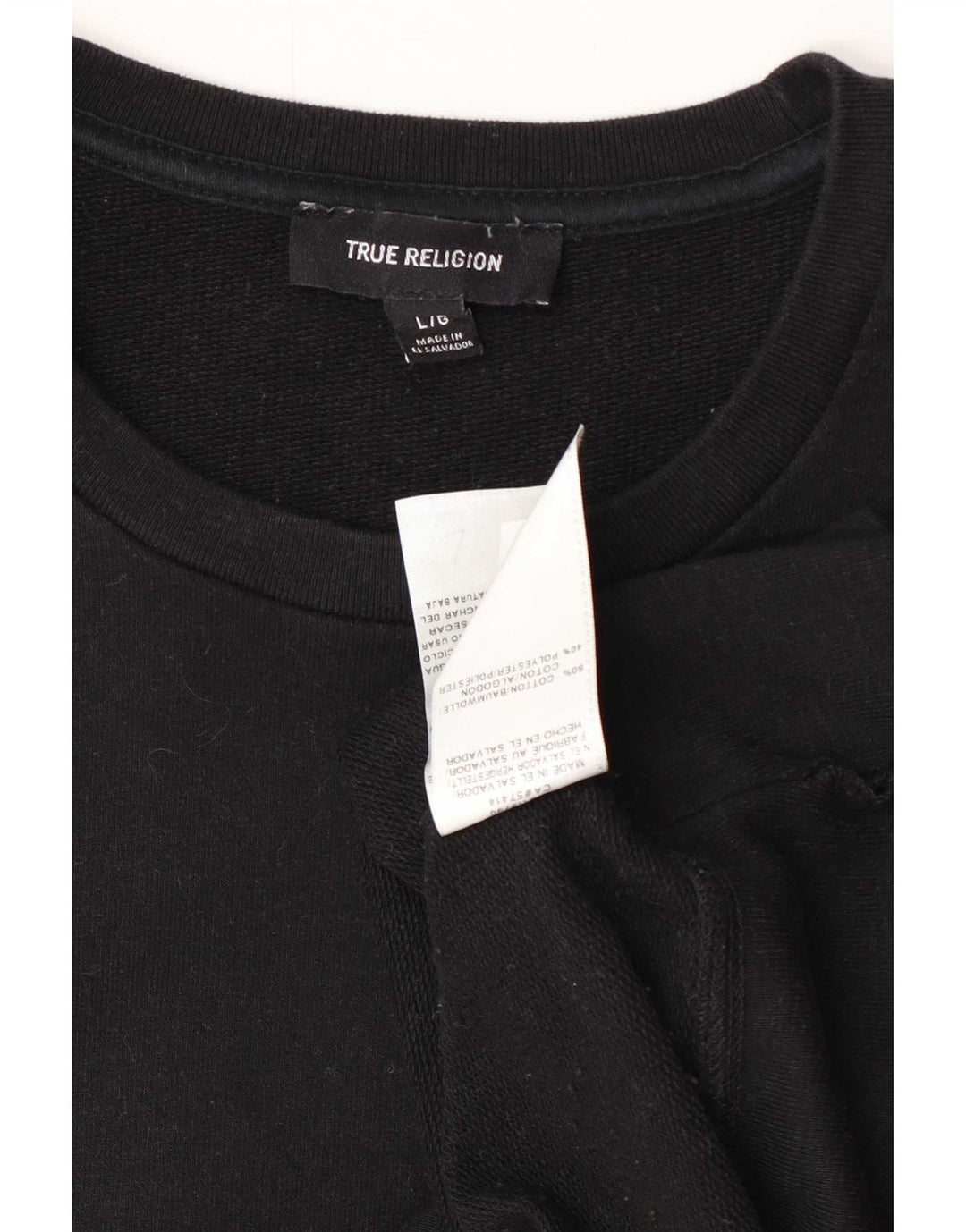 True Religion Dame Grafisk Sweatshirt Jumper UK 16 Stor sort bomuld