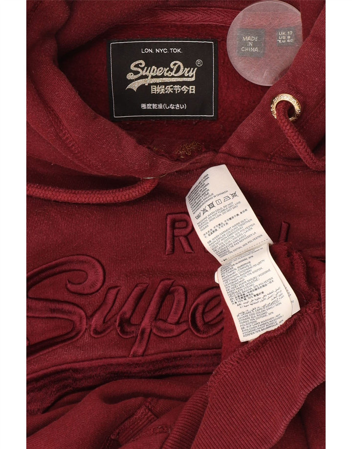 Superdry Graphic Crop hættetrøje til kvinder UK 12 Medium Bourgogne bomuld